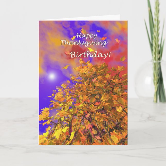 Cartes Pour Fêtes Annuelles Anniversaire de Thanksgiving - Vol d'automne (Devant)