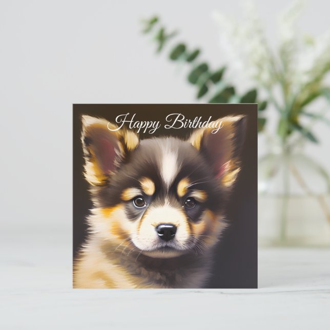 Cartes Pour Fêtes Annuelles Anniversaire du chiot alsacien mignon (Debout devant)