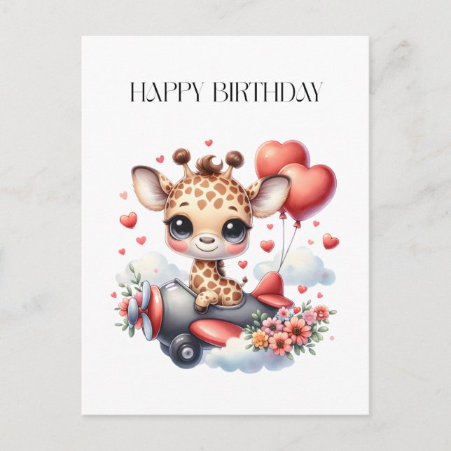 Cartes Pour Fêtes Annuelles Anniversaire Pilote Girafe (Devant)