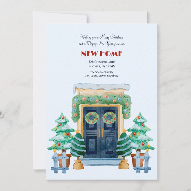 Cartes Pour Fêtes Annuelles Annonce de déménagement sur la porte d'entrée pour (Devant)