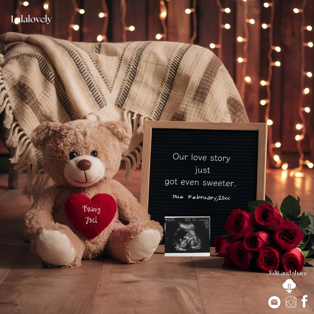 Cartes Pour Fêtes Annuelles Annonce de grossesse ourson romantique  (Créateur téléchargé)