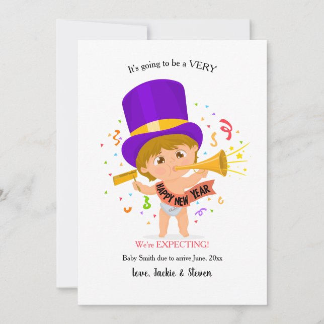 Cartes Pour Fêtes Annuelles Annonce de grossesse pour le Nouvel An (Devant)