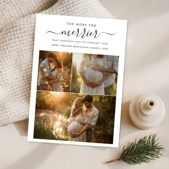 Cartes Pour Fêtes Annuelles Annonce de grossesse pour Noël : Plus on est de fo (Créateur téléchargé)