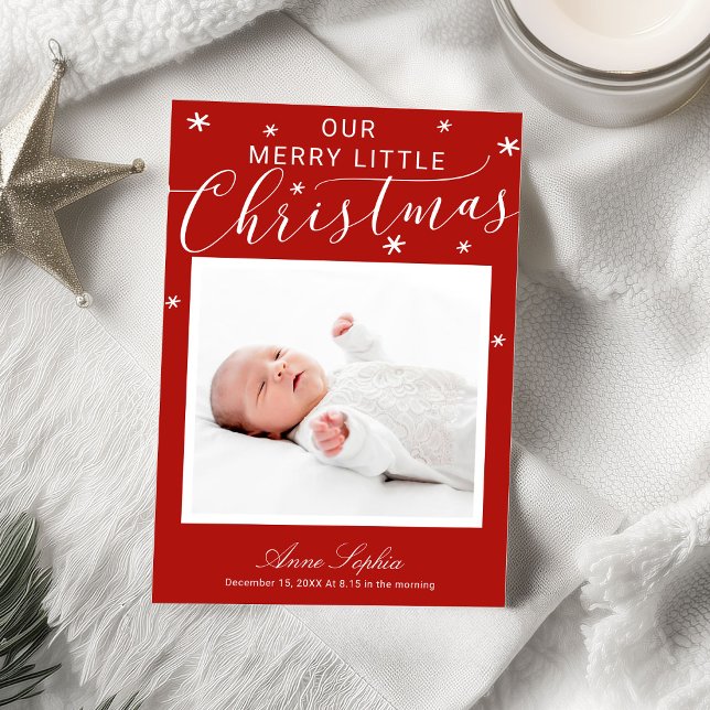 Cartes Pour Fêtes Annuelles Annonce de naissance Noël Photo Écriture Mignonne (Créateur téléchargé)