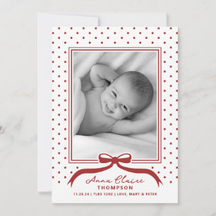 Cartes Pour Fêtes Annuelles Annonce de naissance pour les fêtes avec un nœud à
