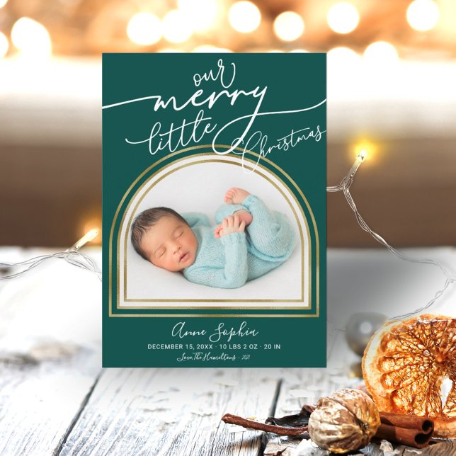 Cartes Pour Fêtes Annuelles Annonce de naissance pour Noël à cadre en arche (Créateur téléchargé)