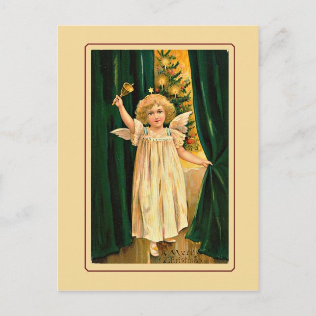 Cartes Pour Fêtes Annuelles Annonce de Noël Vieil Ange (Devant)