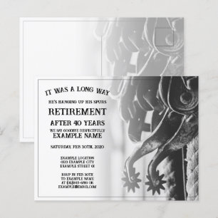 Cartes Pour Fêtes Annuelles Annonce de retraite avec de vieilles éperons