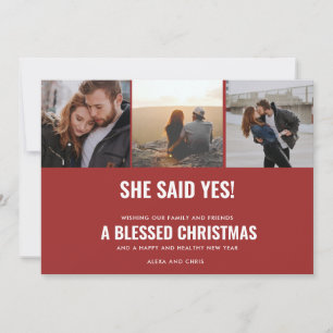 Cartes Pour Fêtes Annuelles Annonce d'engagement pour une photo de Noël bénie