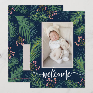 Cartes Pour Fêtes Annuelles Annonces de naissance de pins d'hiver