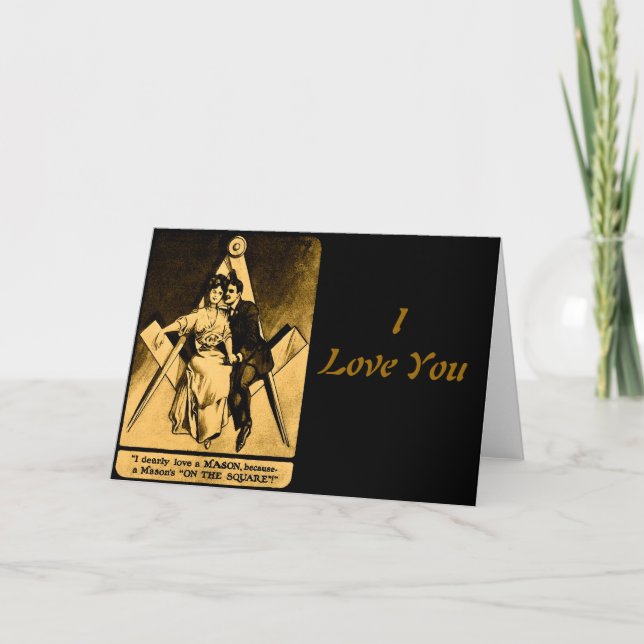 Cartes Pour Fêtes Annuelles Antique Carré maçonnique Love Valentine (Devant)