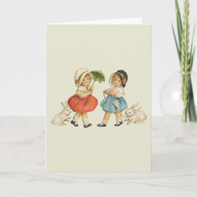 Cartes Pour Fêtes Annuelles Antique Enfants Rabat Art de Pâques (Devant)