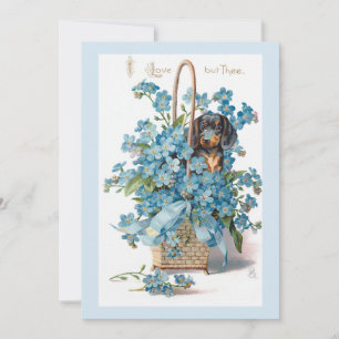 Cartes Pour Fêtes Annuelles Antique Valentine Oubliez-moi Nots et Dachsund
