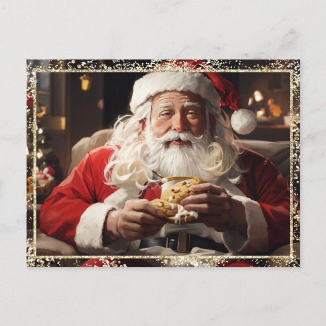 Cartes Pour Fêtes Annuelles *~* AP44 Noël Père Noël Cookies Parties scintillan (Devant)