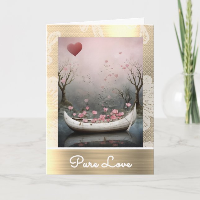 Cartes Pour Fêtes Annuelles *~* AP51 17 Coeurs de canoë romantique Saint-Valen (Devant)
