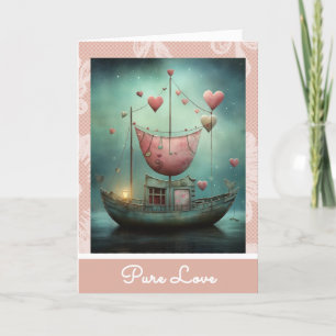 Cartes Pour Fêtes Annuelles *~* AP51 28 Romantic Love Boat Hearts Valentine