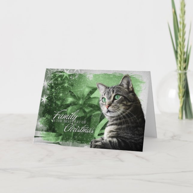 Cartes Pour Fêtes Annuelles APAL - Chat tigré argenté de Noël (Devant)