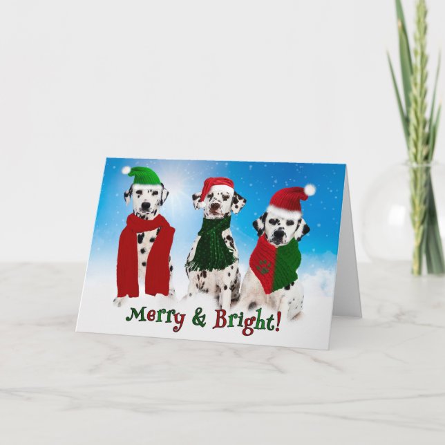 Cartes Pour Fêtes Annuelles APAL - Chiens dalmatiens de Noël dans la neige (Devant)