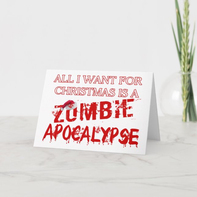Cartes Pour Fêtes Annuelles Apocalypse de zombi de Noël (Devant)
