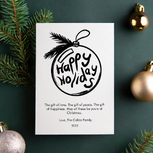 Cartes Pour Fêtes Annuelles Appartement de Noël noir et blanc moderne