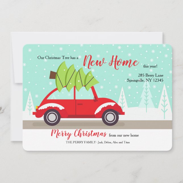 Cartes Pour Fêtes Annuelles Apporter l'arbre Maison de vacances déménagé Faire (Devant)