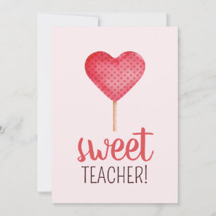 Cartes Pour Fêtes Annuelles Appréciation de l'enseignant avec bonbon de coeur 
