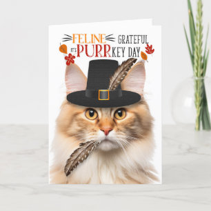 Cartes Pour Fêtes Annuelles Apricot Norwegian Forest Cat Grateful PURRkey Day