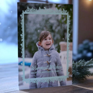 Cartes Pour Fêtes Annuelles Aqua Snowflake Cadre photo de vacances
