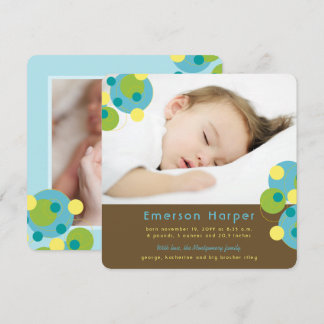 Cartes Pour Fêtes Annuelles Aqua Turquoise Pop Retro Cercles Garçon Photo Bébé