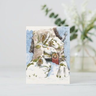Cartes Pour Fêtes Annuelles Aquarelle à thème hivernal.