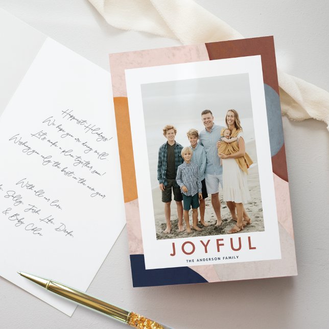 Cartes Pour Fêtes Annuelles Aquarelle Abstraite Formes peintes Boho Photo (Créateur téléchargé)