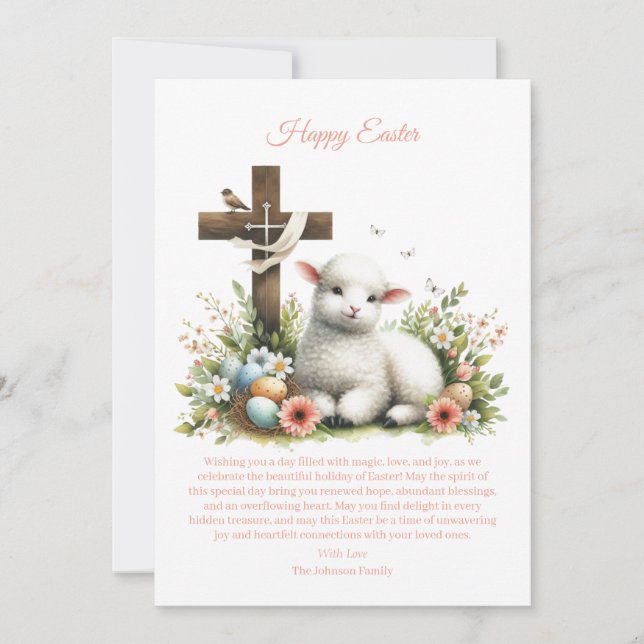 Cartes Pour Fêtes Annuelles Aquarelle Agneau de Pâques Personnalisé (Devant)