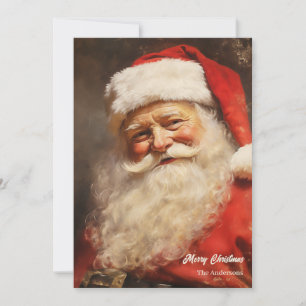 Cartes Pour Fêtes Annuelles Aquarelle ancienne Santa Claus souriant