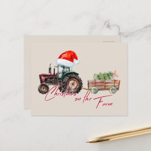 Cartes Pour Fêtes Annuelles Aquarelle animaux de la ferme de Noël