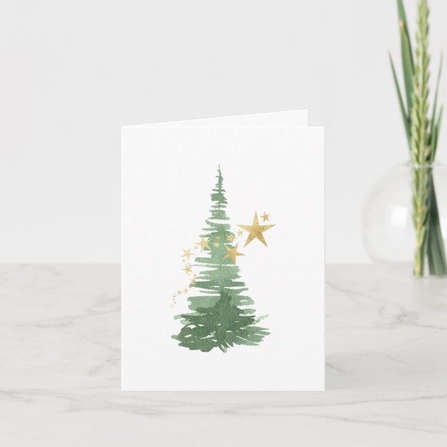 Cartes Pour Fêtes Annuelles Aquarelle Arbre À feuillage persistant Abstrait av (Devant)