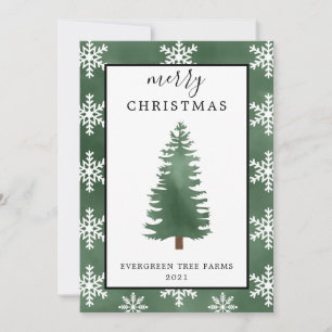 Cartes Pour Fêtes Annuelles Aquarelle Arbre de Noël et Snowflakes Joyeux