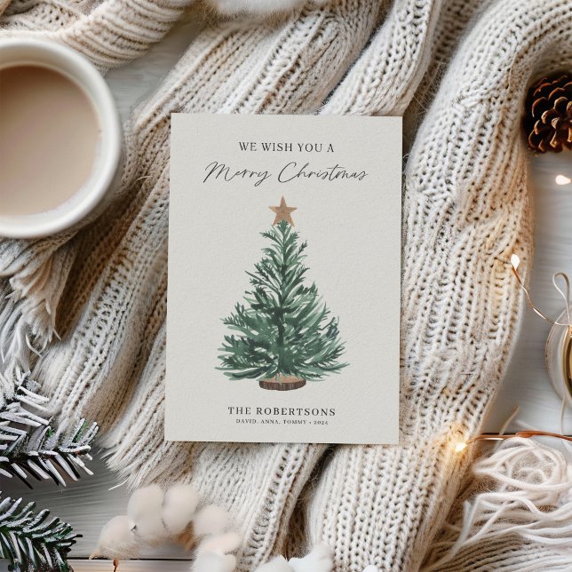 Cartes Pour Fêtes Annuelles Aquarelle Arbre de Noël Russe Moderne (Créateur téléchargé)