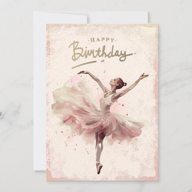 Cartes Pour Fêtes Annuelles Aquarelle Ballerina Joyeux anniversaire (Devant)