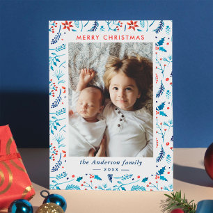 Cartes Pour Fêtes Annuelles Aquarelle Berries de Noël Cadre photo Plat
