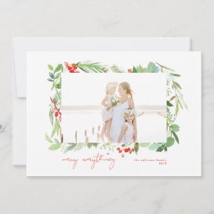 Cartes Pour Fêtes Annuelles Aquarelle Berries d'hiver et verdure