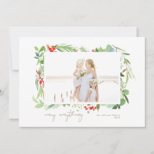 Cartes Pour Fêtes Annuelles Aquarelle Berries d'hiver et verdure
