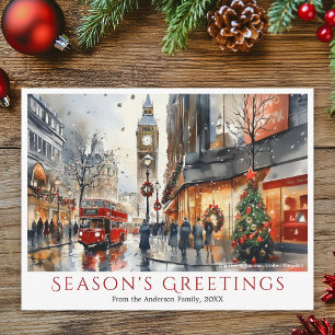 Cartes Pour Fêtes Annuelles Aquarelle Big Ben London Street Travel
