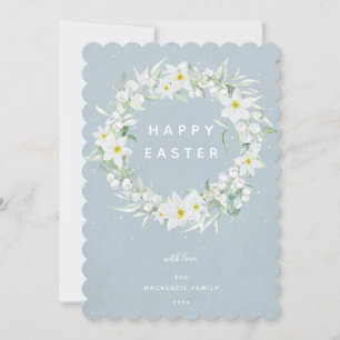 Cartes Pour Fêtes Annuelles Aquarelle Blanc Floral Wreath Happy Appartement de