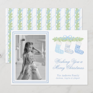 Cartes Pour Fêtes Annuelles Aquarelle Bleu & Blanc Noël Stockage photo