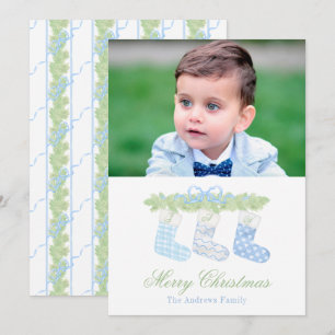 Cartes Pour Fêtes Annuelles Aquarelle Bleu Monogramme Stockage de Noël Photo