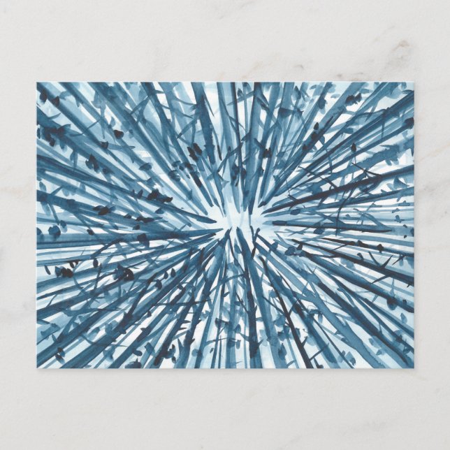 Cartes Pour Fêtes Annuelles Aquarelle bleu paysage, nature abstraite (Devant)