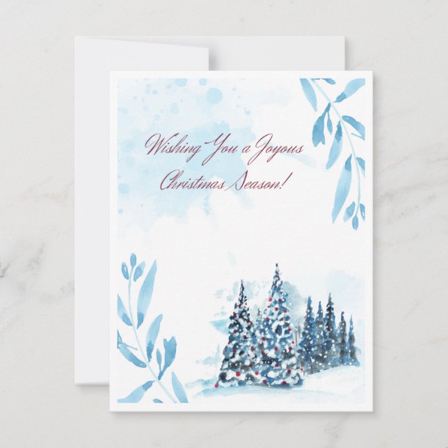 Cartes Pour Fêtes Annuelles Aquarelle bleu rouge blanc Noël (Devant)