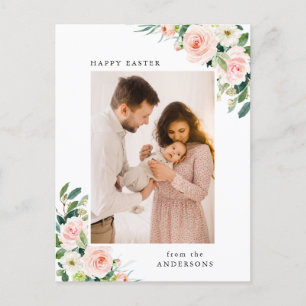 Cartes Pour Fêtes Annuelles Aquarelle Blush Floral Pâques Photo