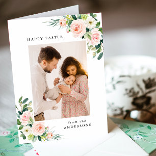 Cartes Pour Fêtes Annuelles Aquarelle Blush Floral Pâques Photo
