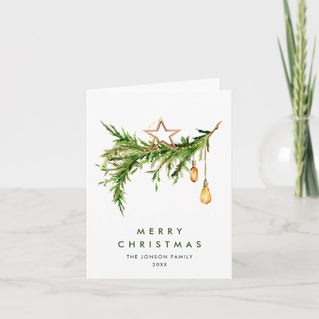 Cartes Pour Fêtes Annuelles Aquarelle Bohème Composition de Noël (Devant)
